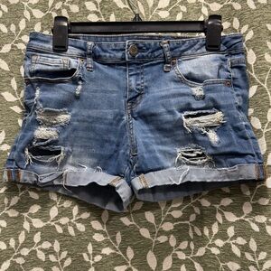 Aeropostale Ripped Distressed Blue Jean Shorts